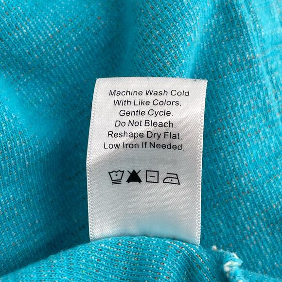 Coldwater Creek Bright Blue Aqua Multi Space Dye Zip Cardigan Sweater Jacket M - Picture 14 of 14